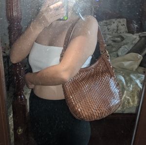 Cole Haan Genevieve Open Weave Brown Leather Bag